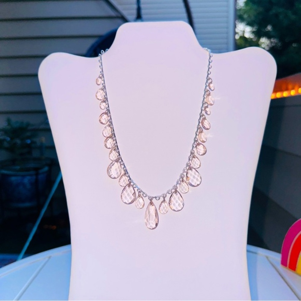 Clear crystal charm necklace